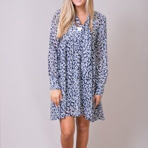 Banjara Navy Floral Long Sleeve Dress - Size Small